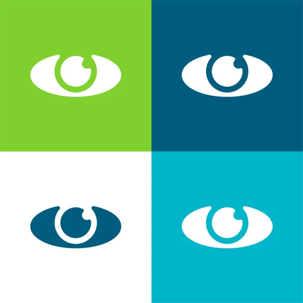 Big Eye Flat Four Color Minimal Icon Set — Stock Vector