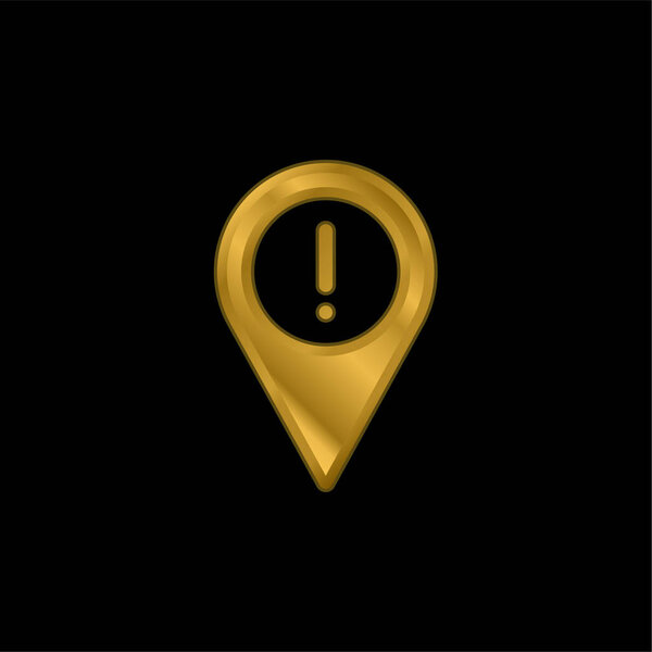 Предупредить позолоченный металлический значок или вектор логотипа