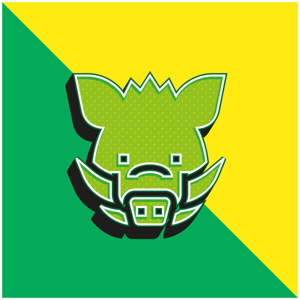 Boar Green and yellow modern 3d vector icon logo