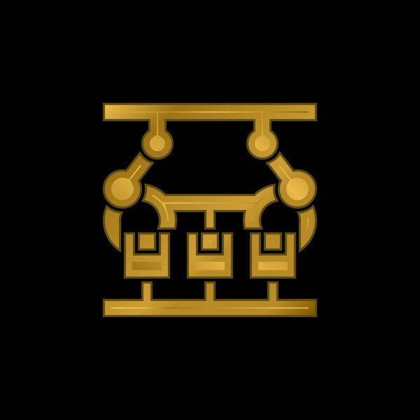Assembling gold plated metalic icon or logo vector