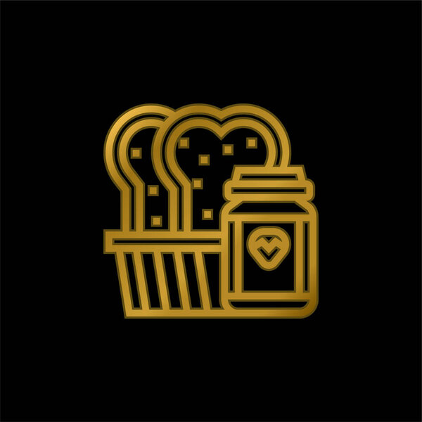 Bread gold plated metalic icon or logo vector