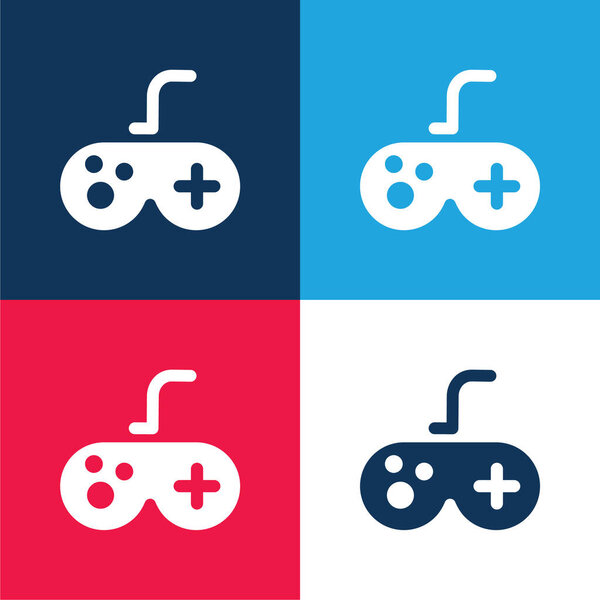 Античный Gamepad синий и красный четыре цвета минимальный набор значков