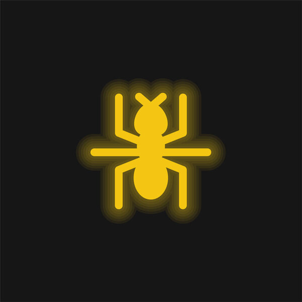 Ant yellow glowing neon icon