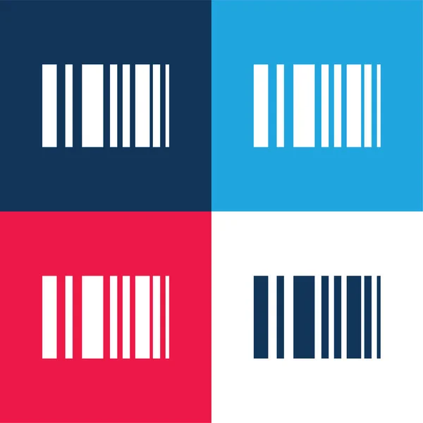 Barcode Blue Red Four Color Minimal Icon Set — Stock Vector