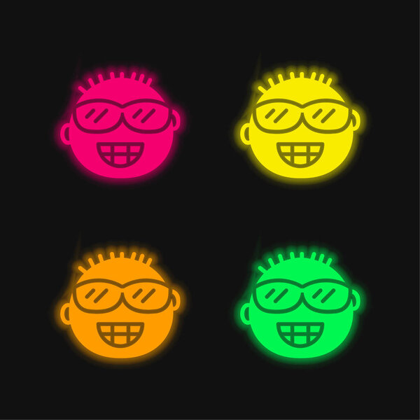 Arrogant four color glowing neon vector icon