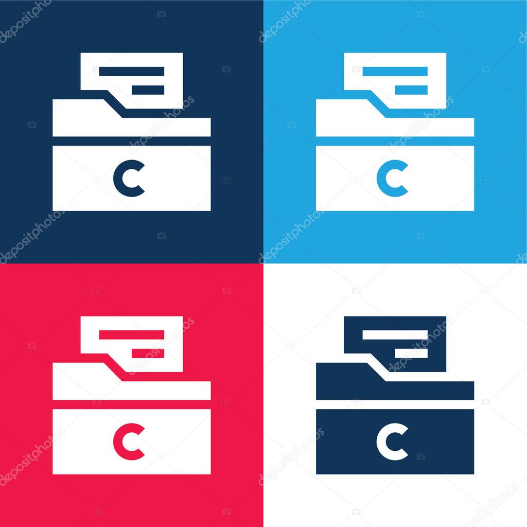Archive blue and red four color minimal icon set