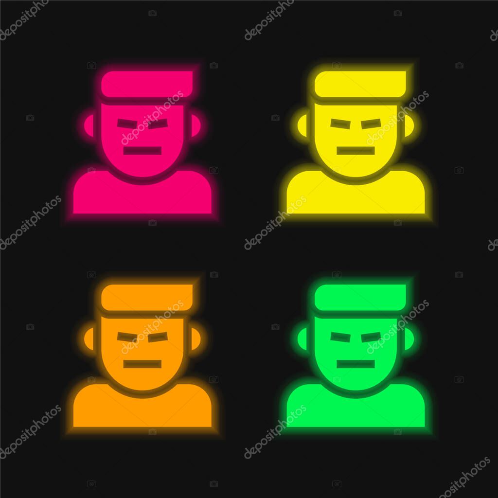 Anger four color glowing neon vector icon