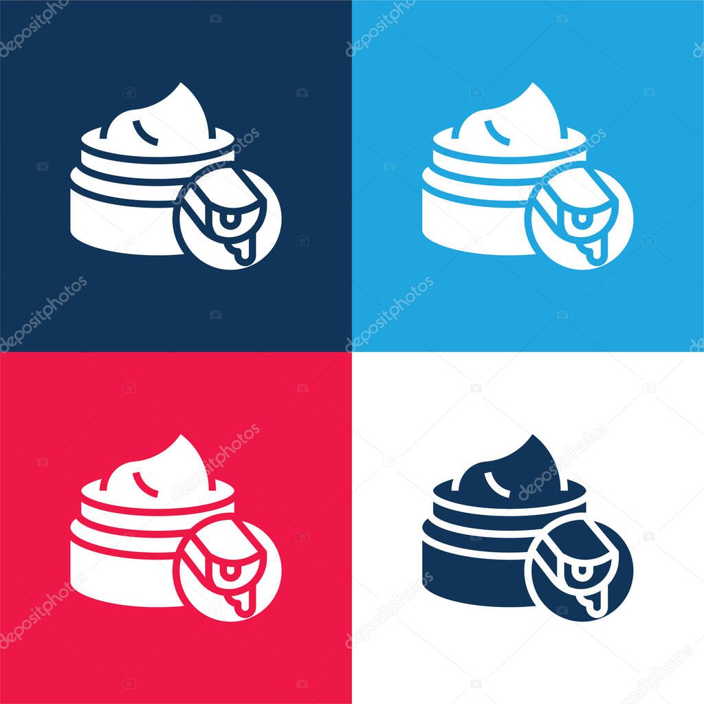 Aloe Vera blue and red four color minimal icon set