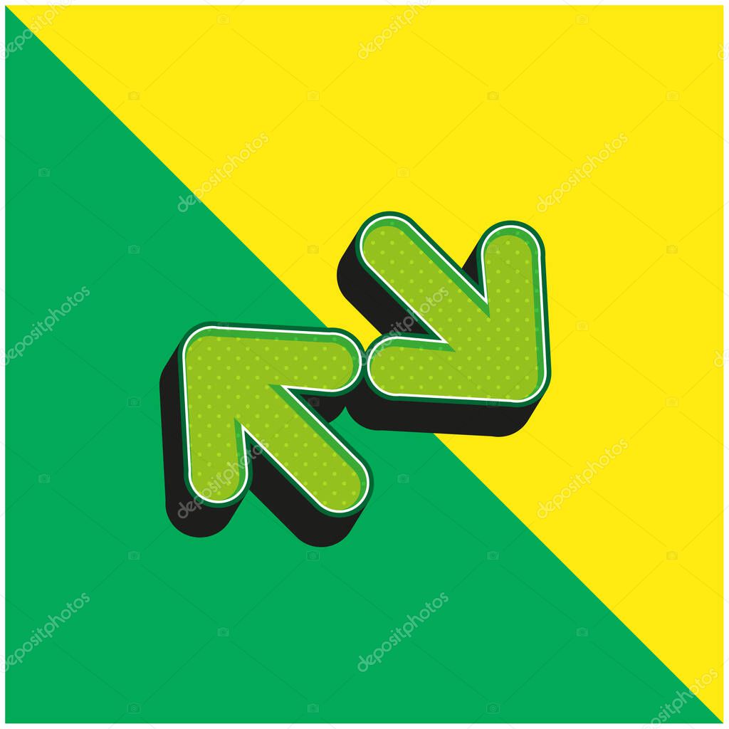 Arrows Couple Of Diagonal Opposite Green and yellow modern 3d vector icon logo
