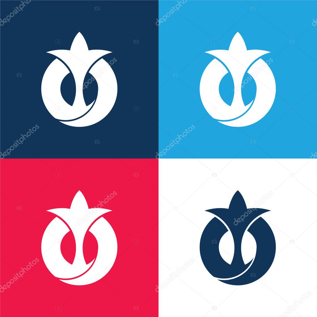 Aichi Japanese Flag Abstract Symbol blue and red four color minimal icon set