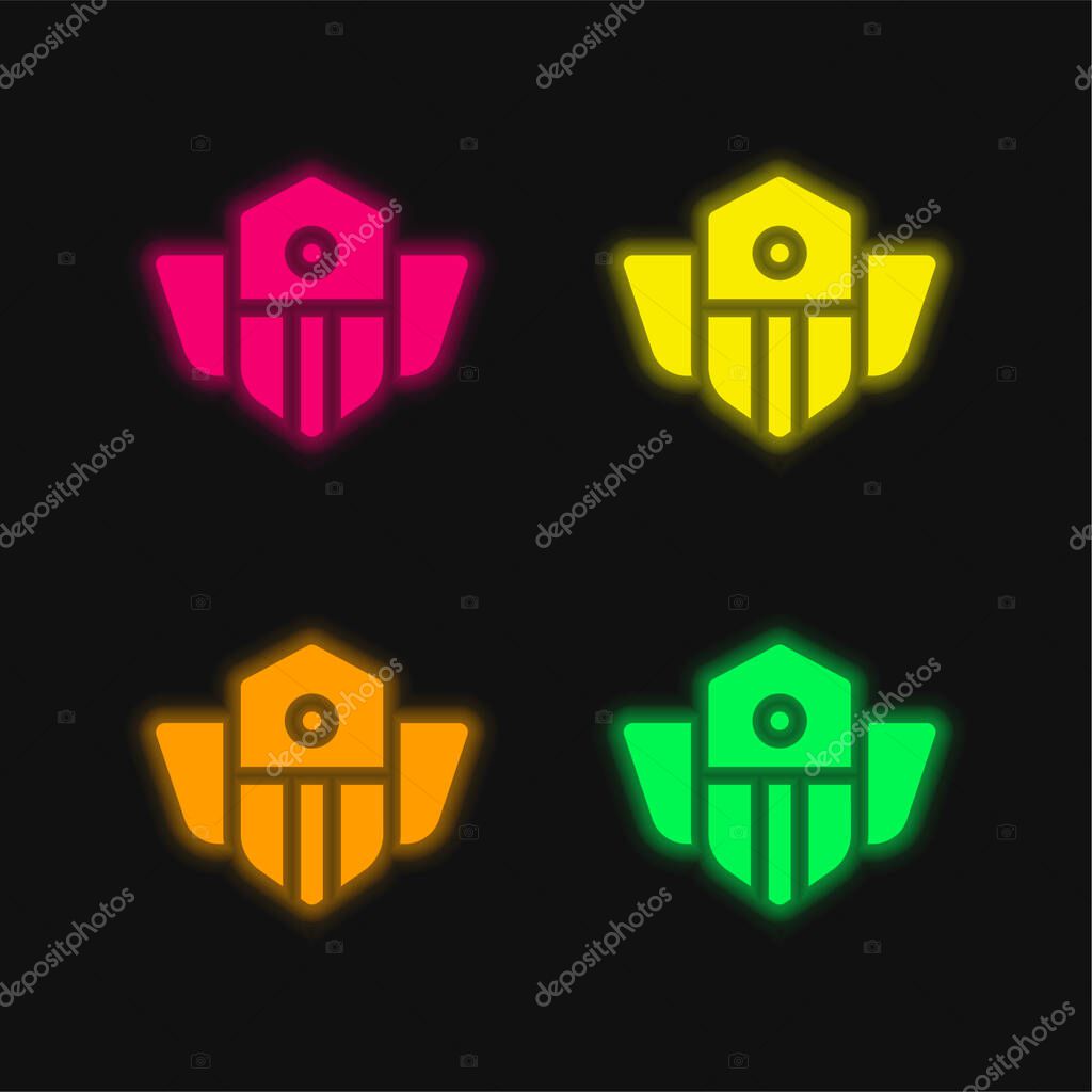 Badge four color glowing neon vector icon
