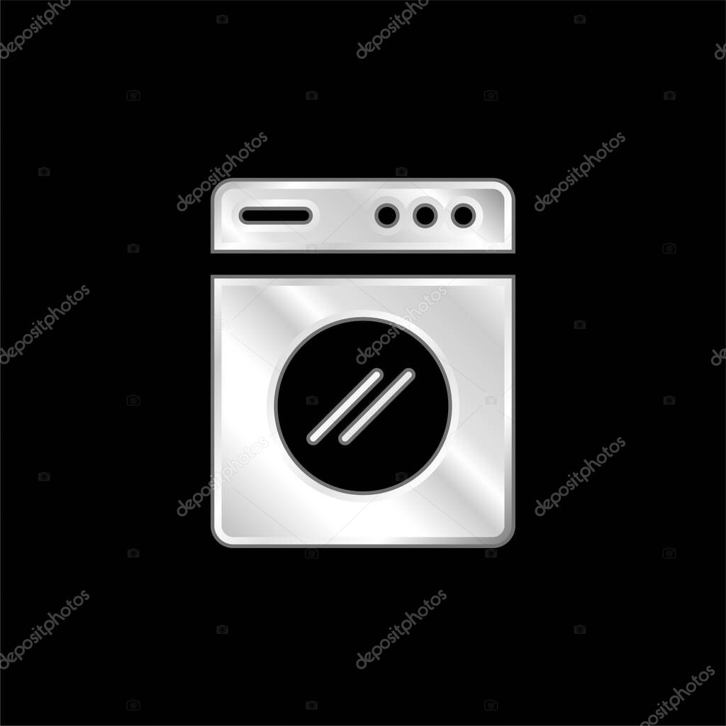 Big Washing Machine silver plated metallic icon