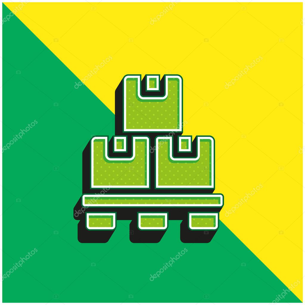 Box Green and yellow modern 3d vector icon logo