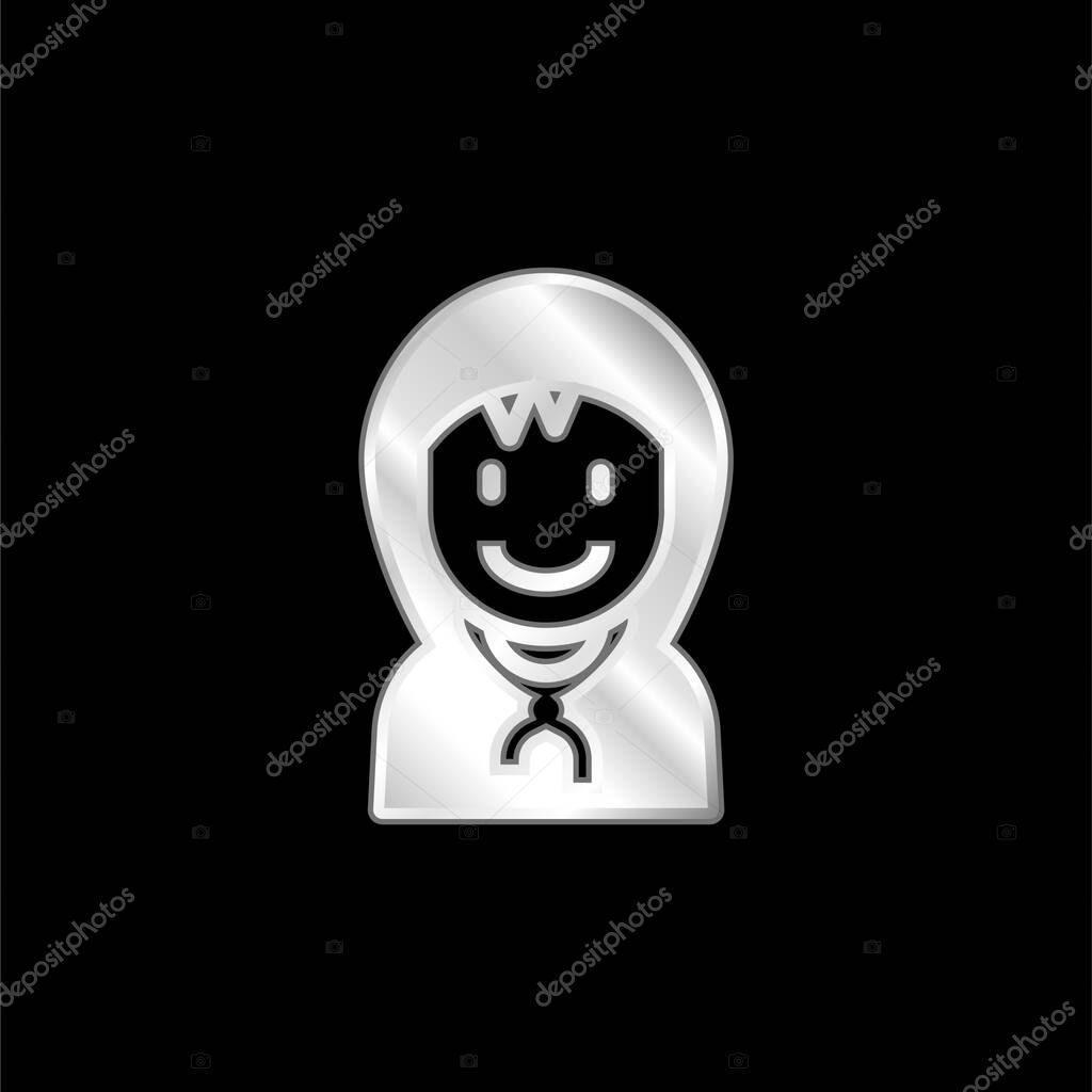 Boy silver plated metallic icon