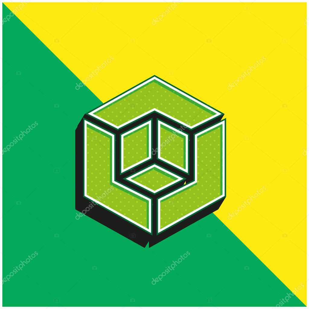 3d Model Green and yellow modern 3d vector icon logo