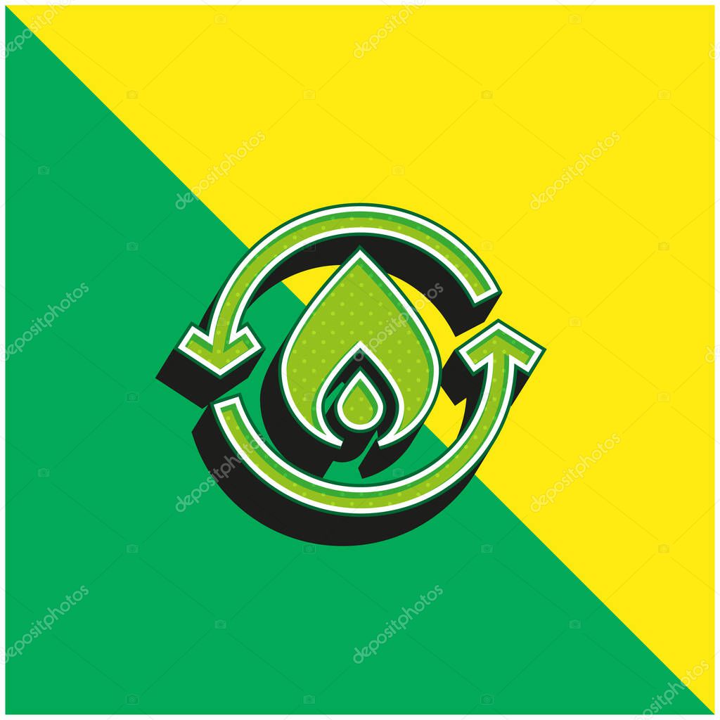 Bio Energy Green and yellow modern 3d vector icon logo