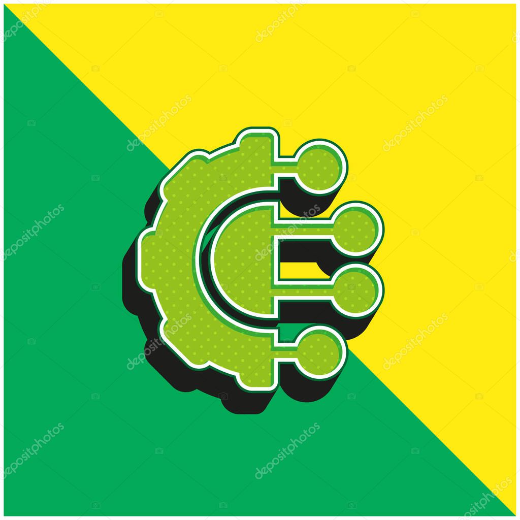 Artificial Intelligence Green and yellow modern 3d vector icon logo