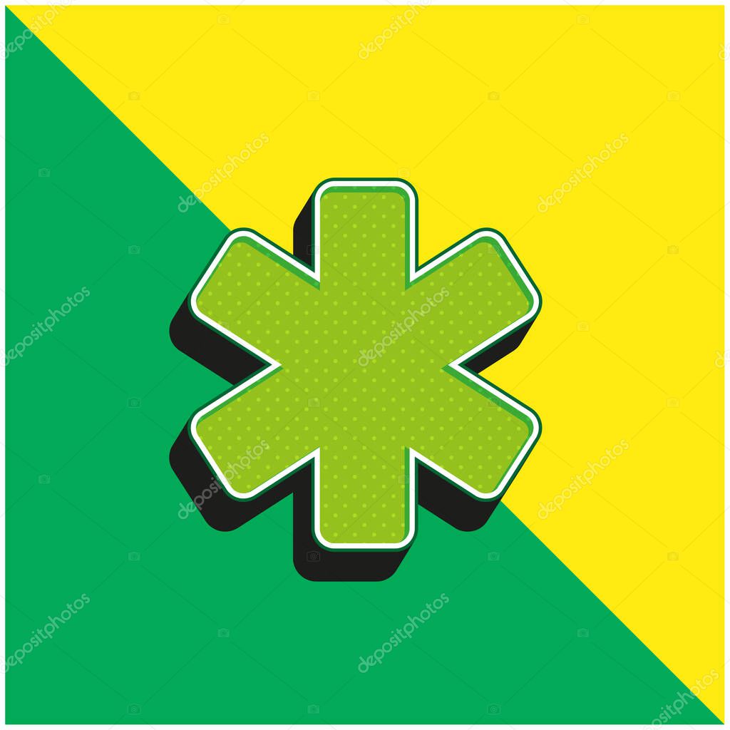 Asterisk Green and yellow modern 3d vector icon logo