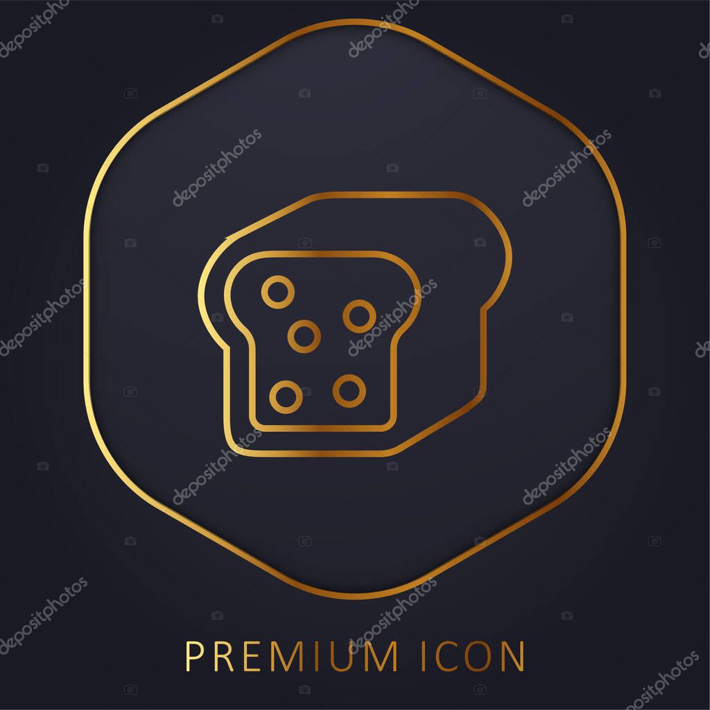 Bread Piece With Seeds golden line premium logo or icon