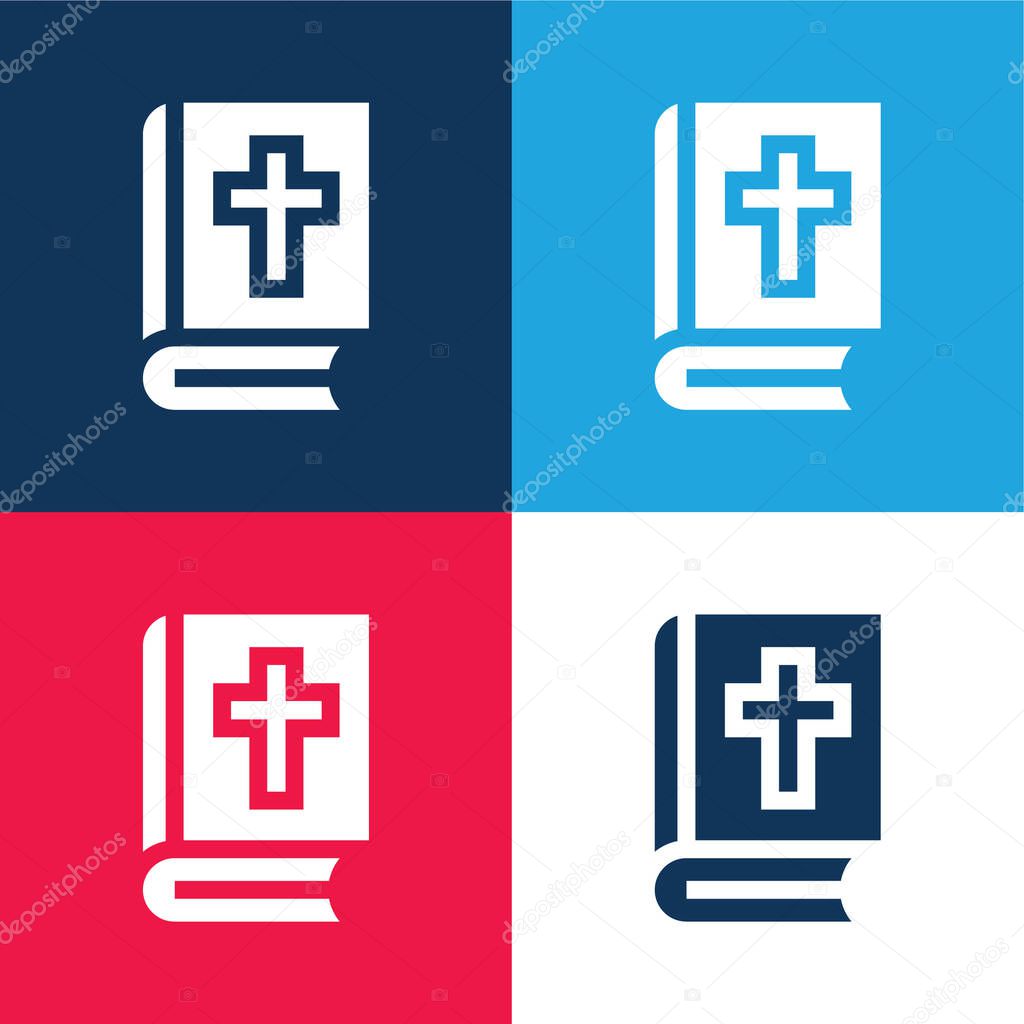 Bible blue and red four color minimal icon set