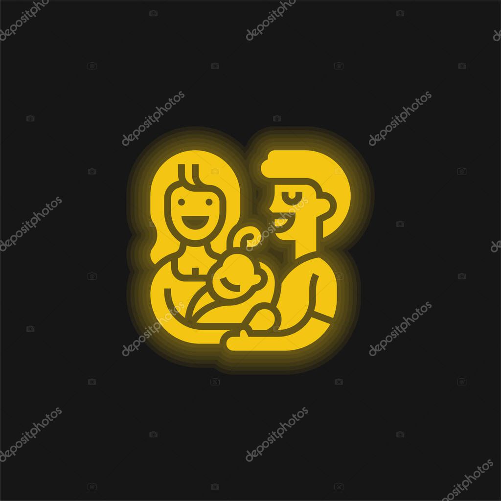 Adoption yellow glowing neon icon