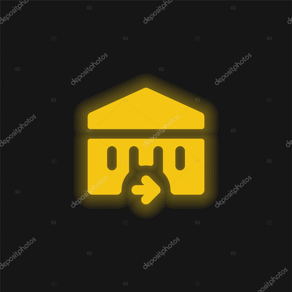 Bank yellow glowing neon icon