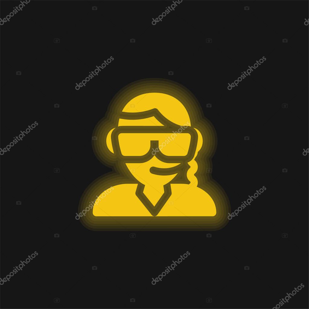 Bodyguard yellow glowing neon icon