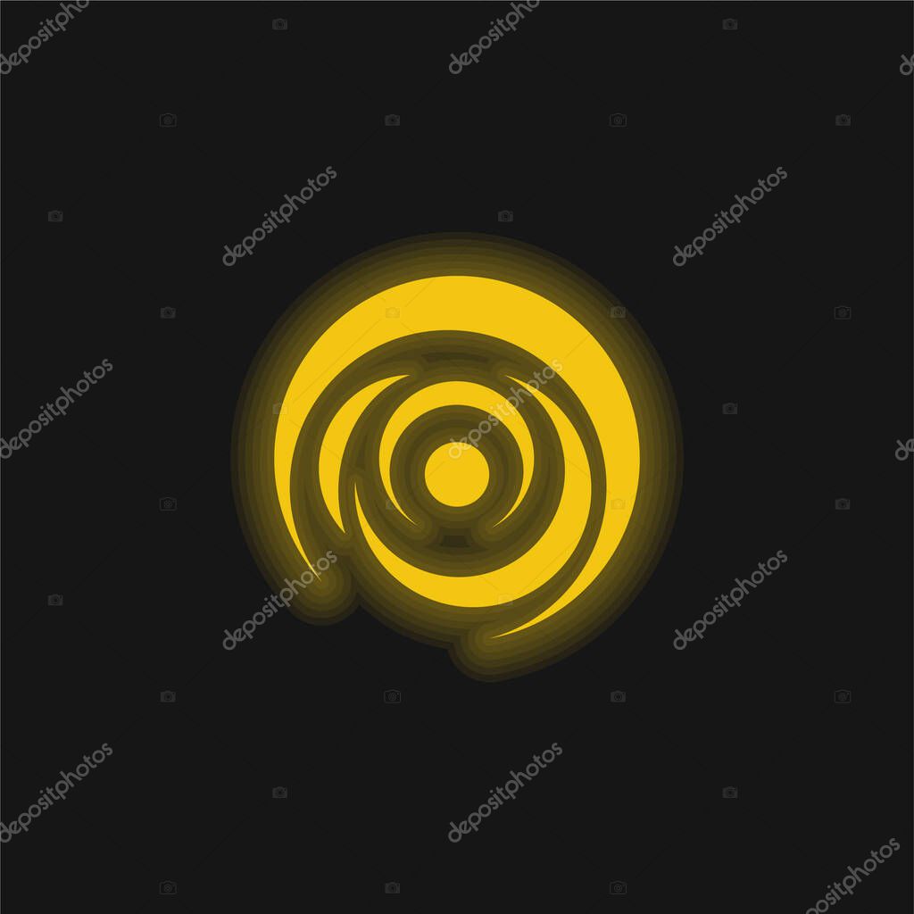Black Hole yellow glowing neon icon