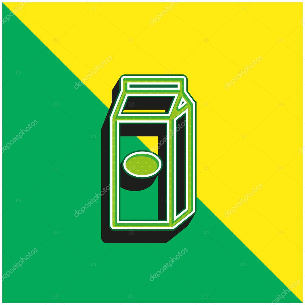 Box Liquid Food Container Outline Green and yellow modern 3d vector icon logo