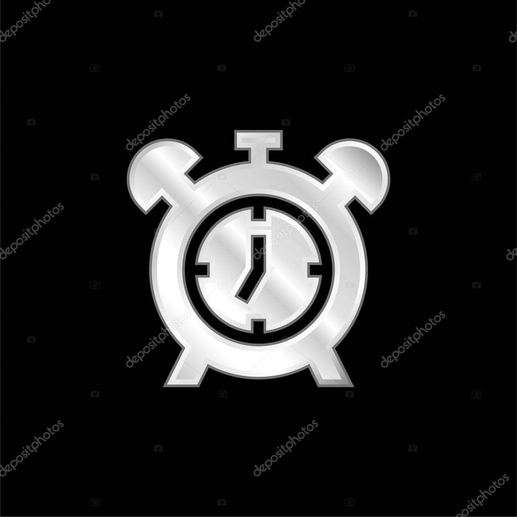 Alarm silver plated metallic icon