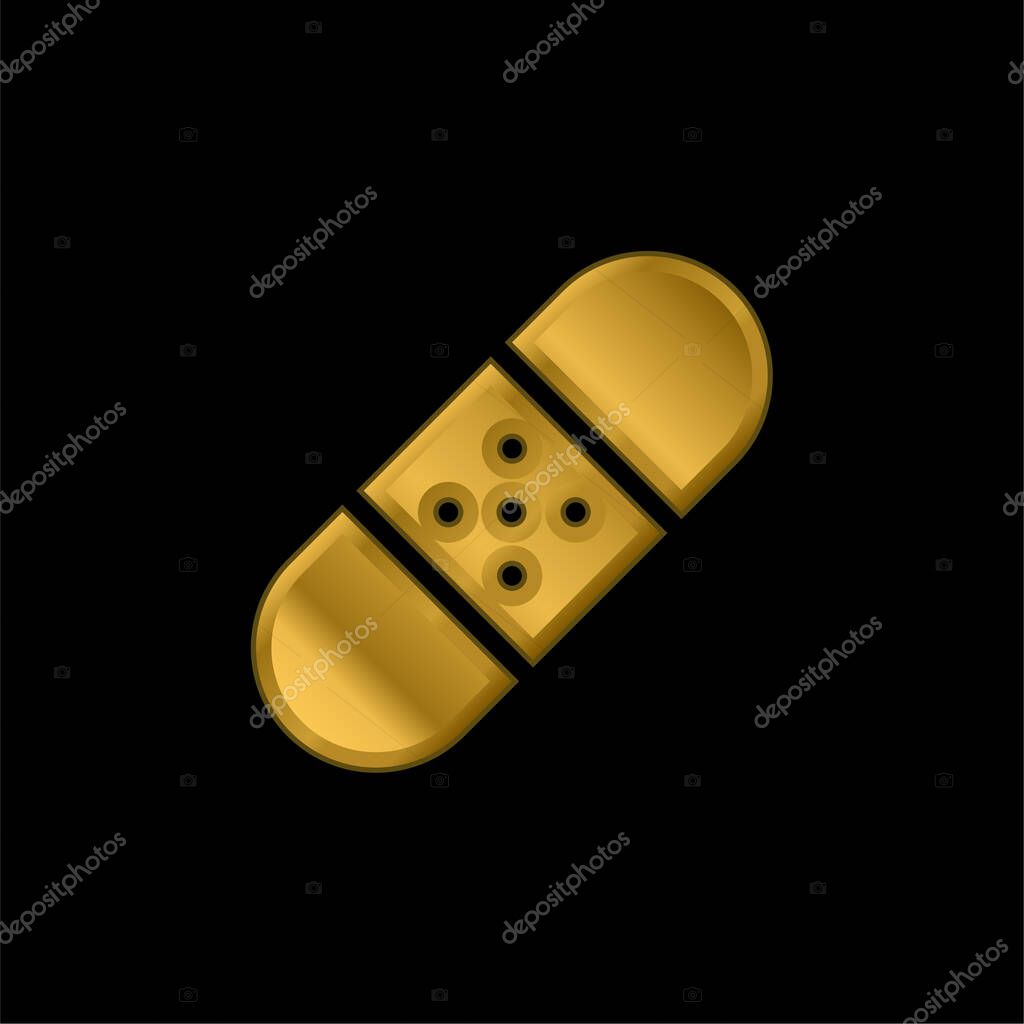 Band Aid gold plated metalic icon or logo vector
