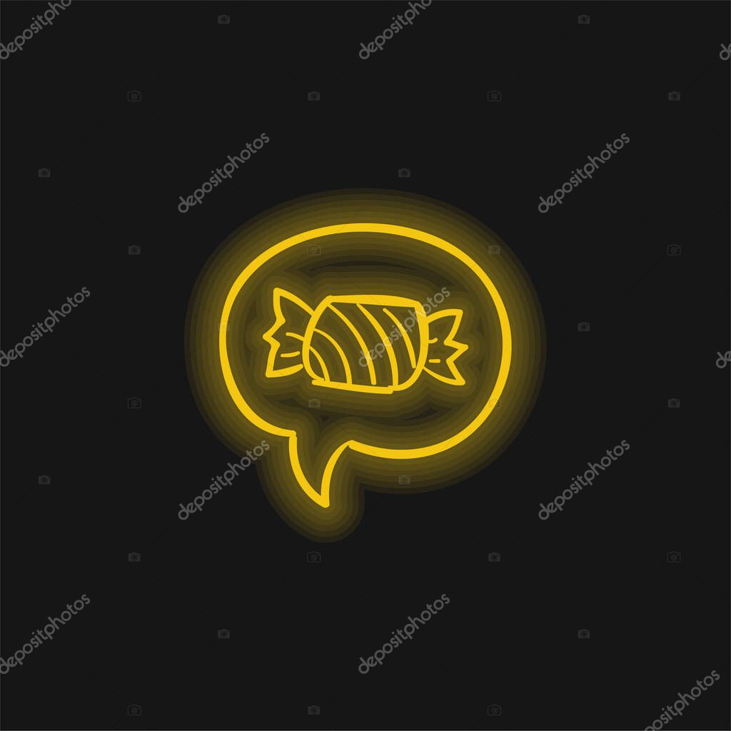 Asking For A Candy In Halloween yellow glowing neon icon