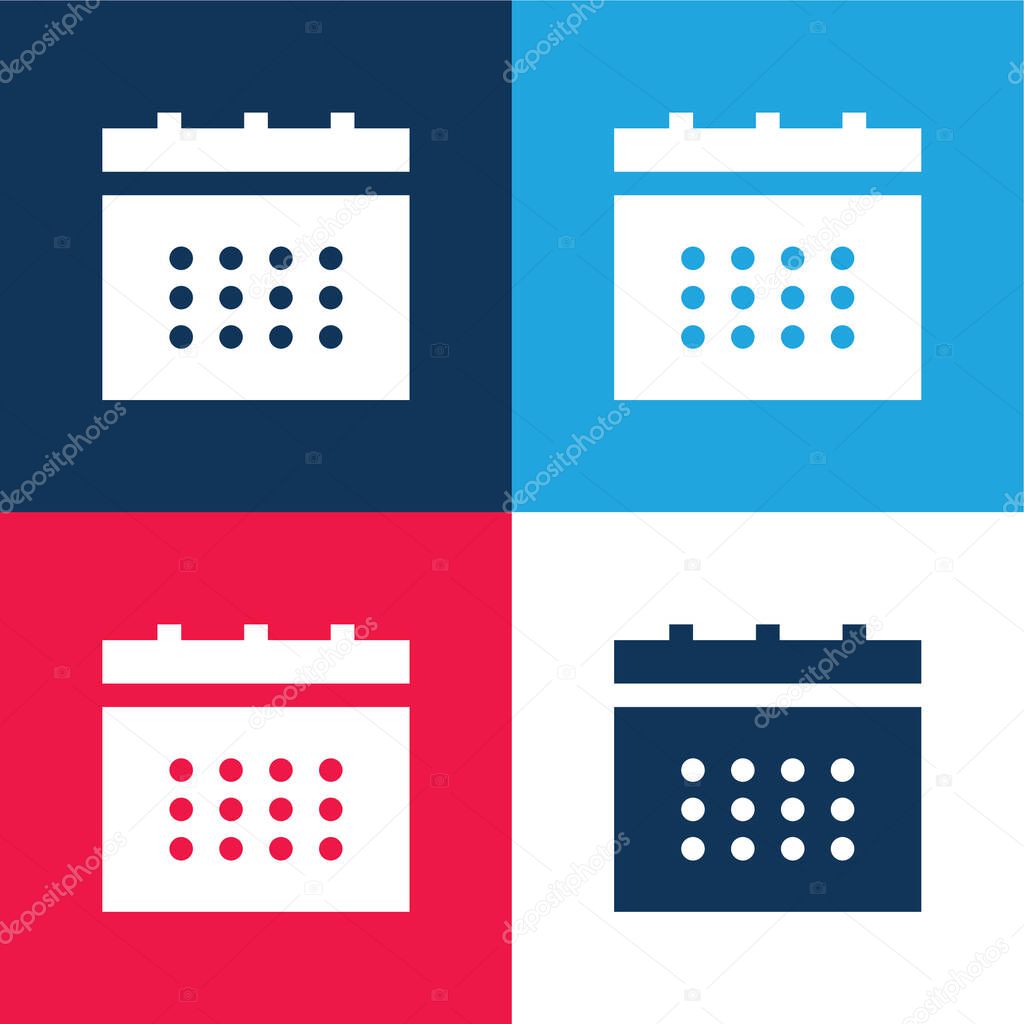 Annual blue and red four color minimal icon set