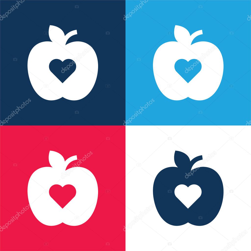 Apple blue and red four color minimal icon set