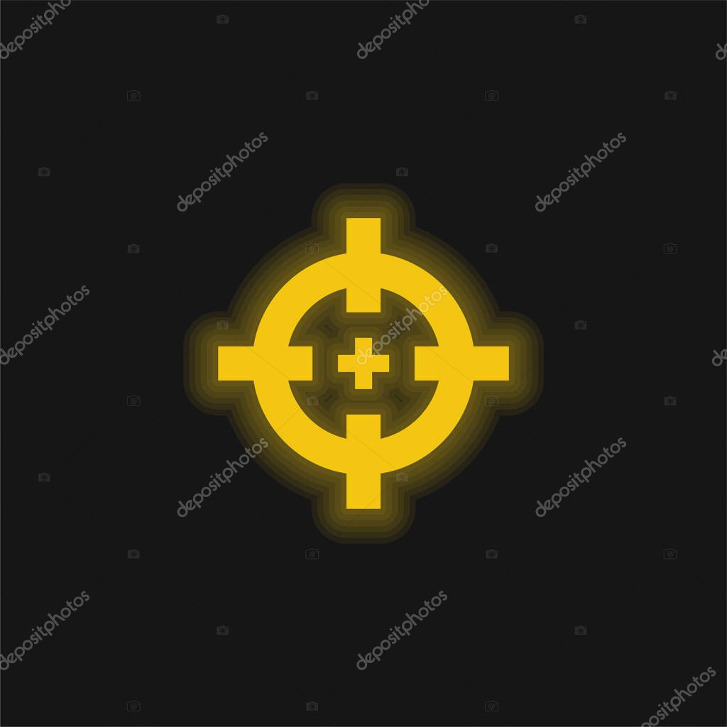 Aim yellow glowing neon icon