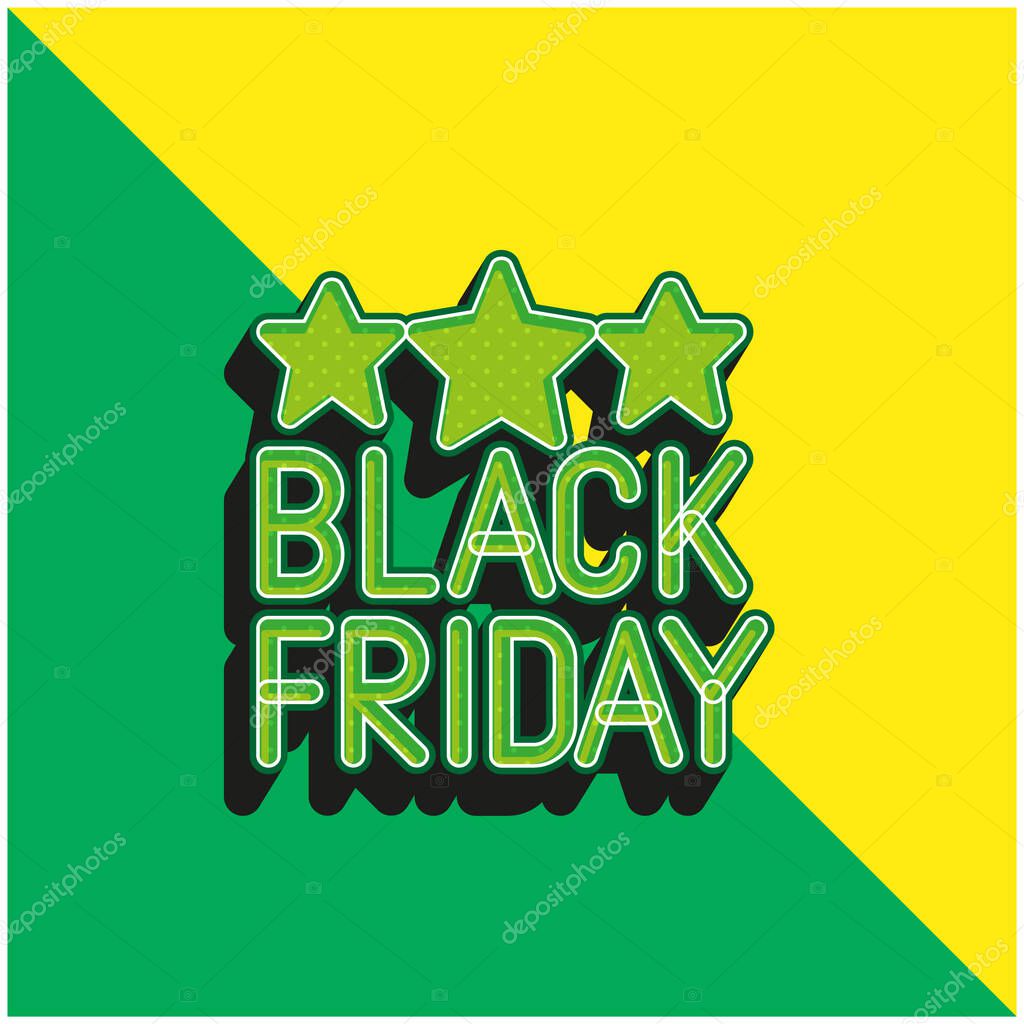Black Friday Green and yellow modern 3d vector icon logo