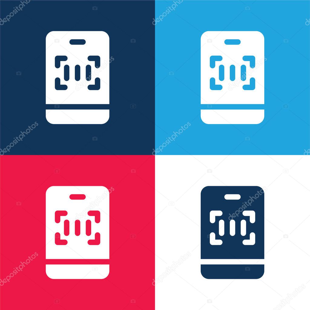 Barcode blue and red four color minimal icon set