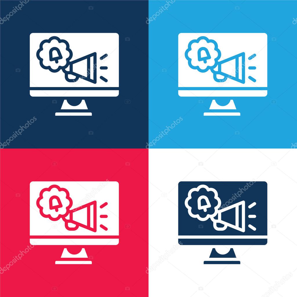 Advertising blue and red four color minimal icon set