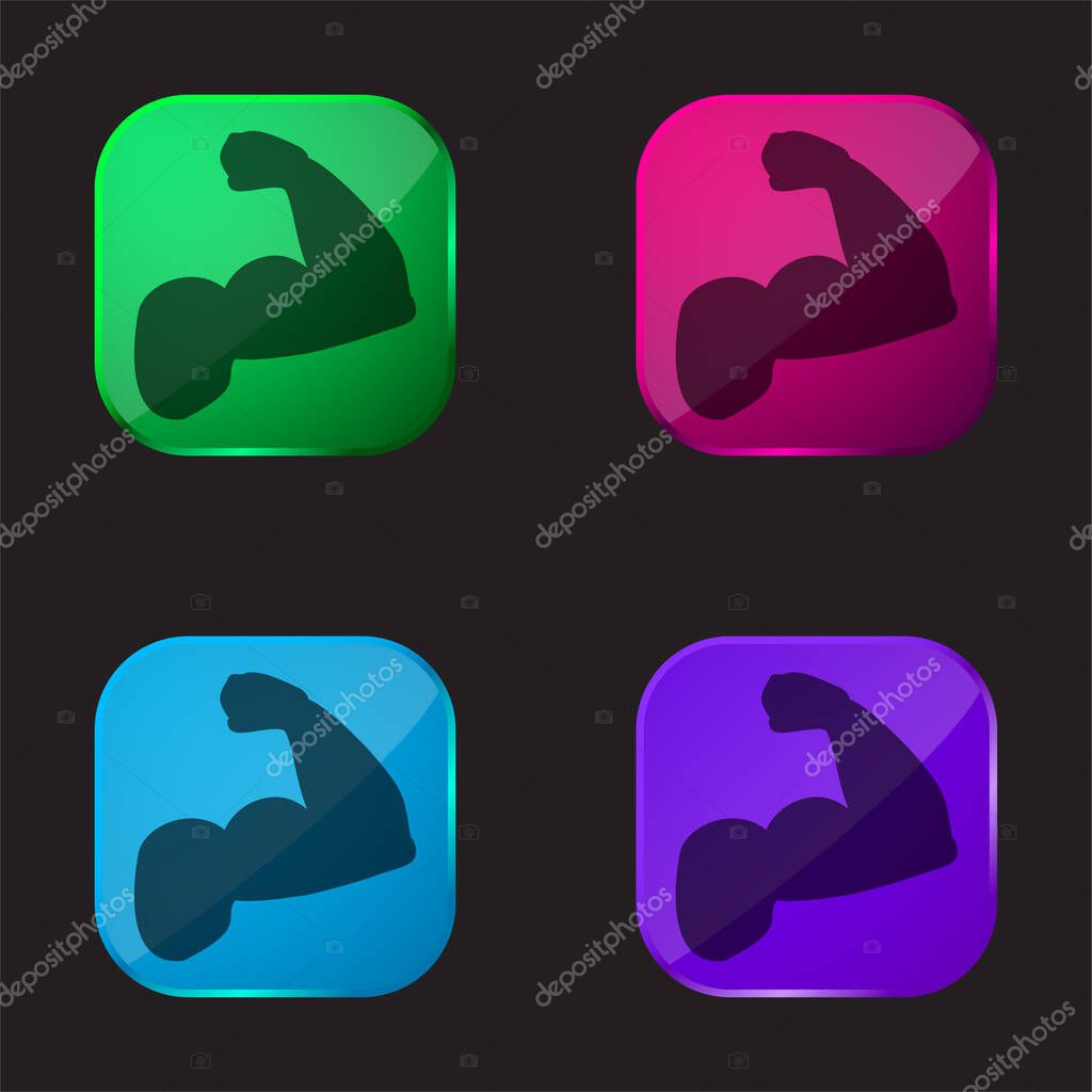 Biceps Of A Man four color glass button icon