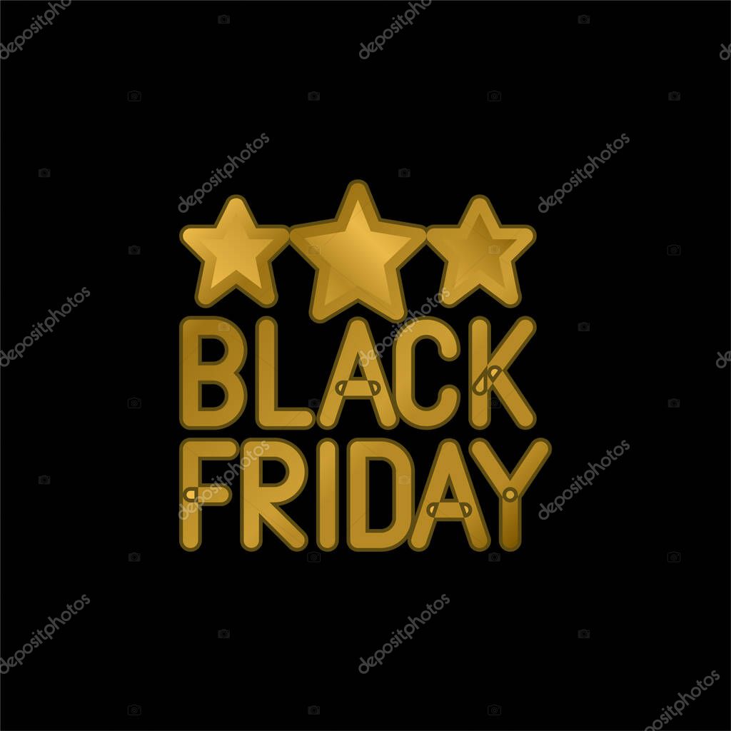 Black Friday gold plated metalic icon or logo vector