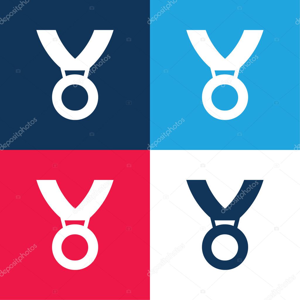 Award Medal blue and red four color minimal icon set
