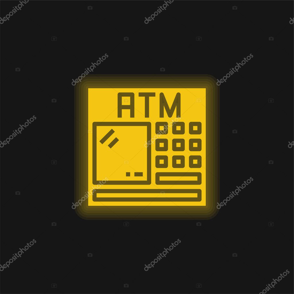 Atm yellow glowing neon icon