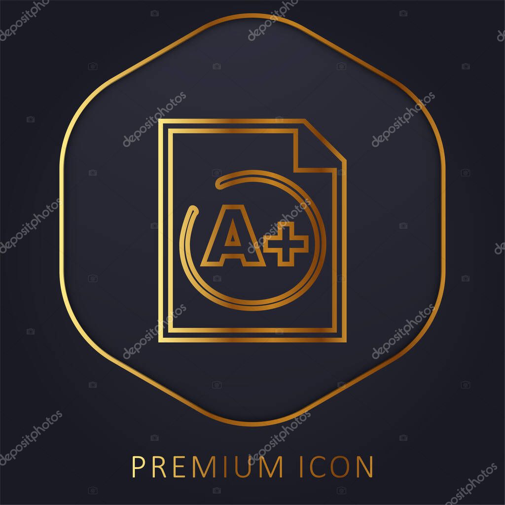 A Plus Best Test Result golden line premium logo or icon