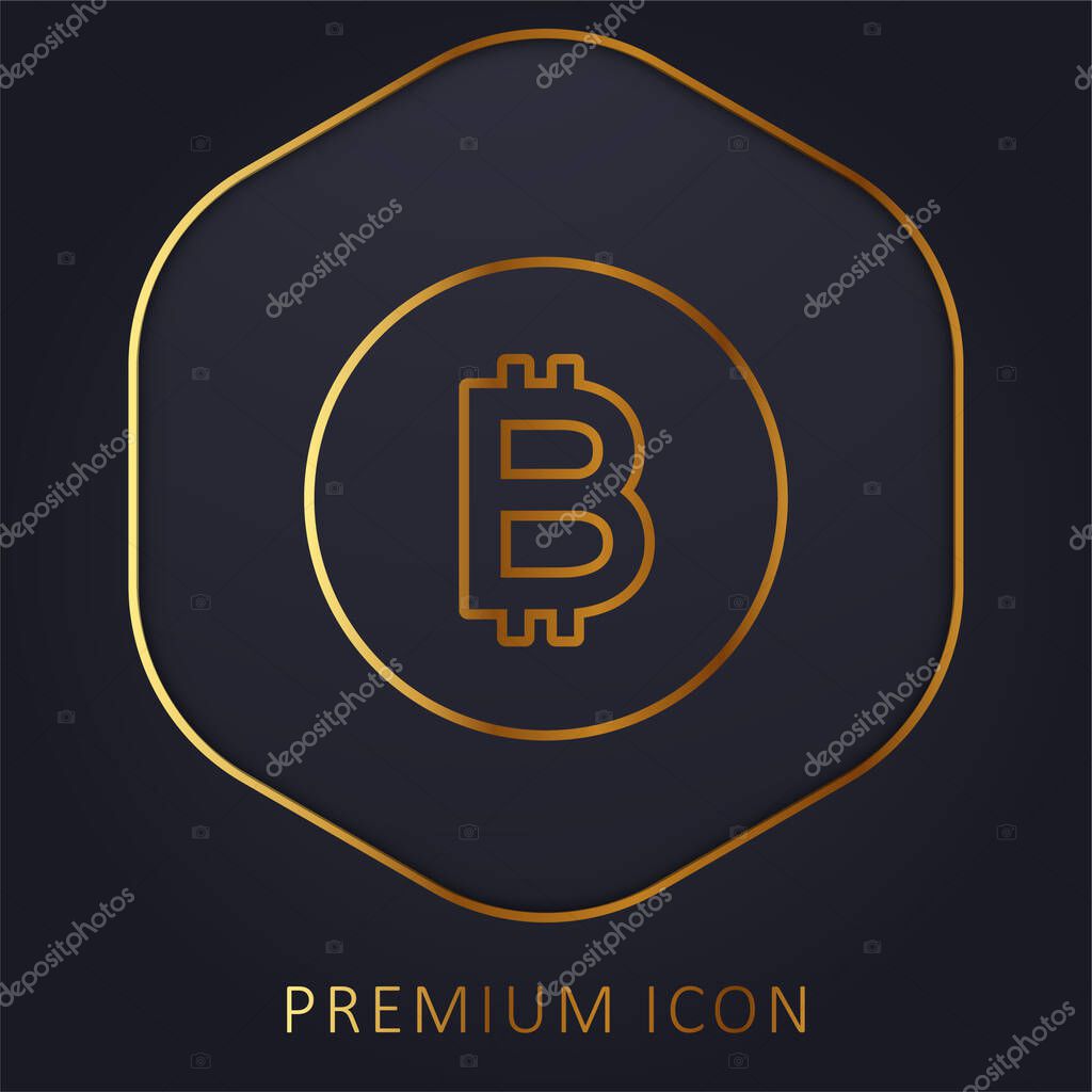 Bit Round Button golden line premium logo or icon