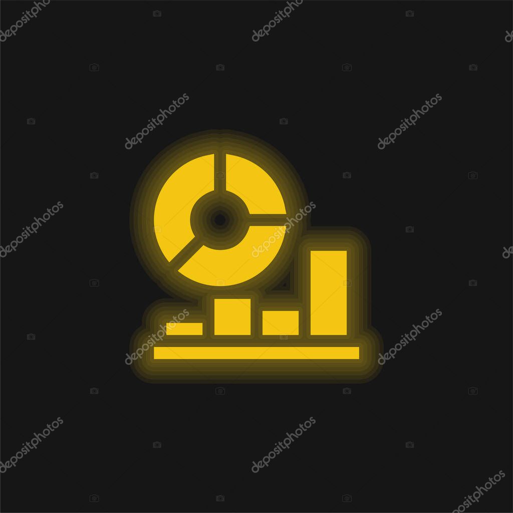Analysis yellow glowing neon icon