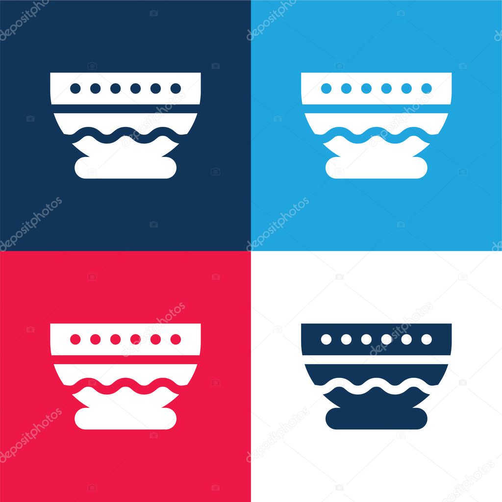 Bowl blue and red four color minimal icon set
