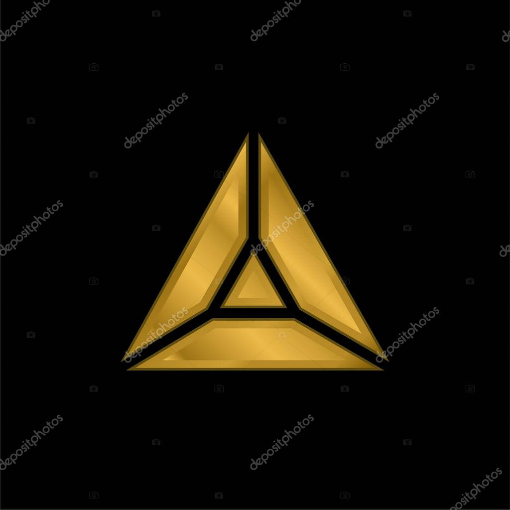 Amethyst gold plated metalic icon or logo vector