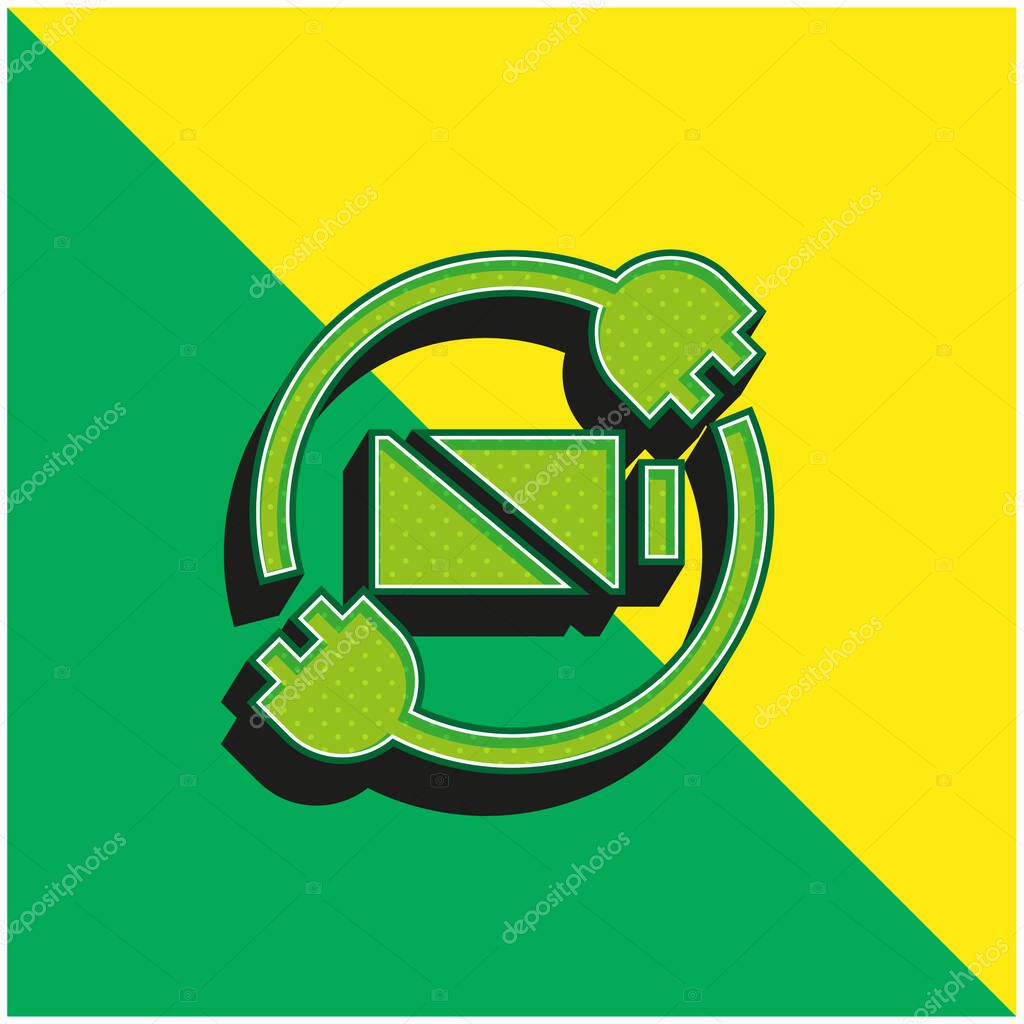 Battery Status Green and yellow modern 3d vector icon logo