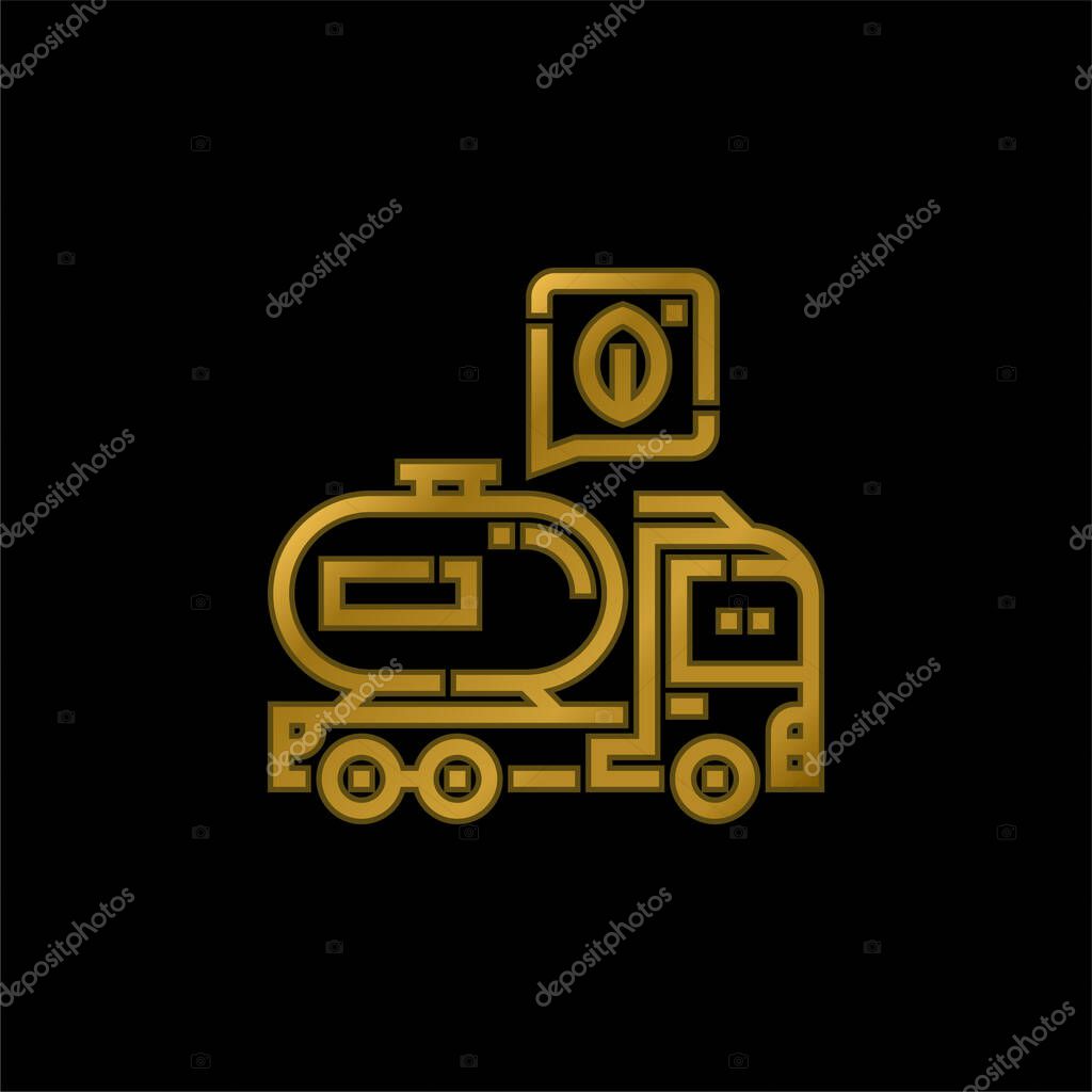 Biodiesel gold plated metalic icon or logo vector