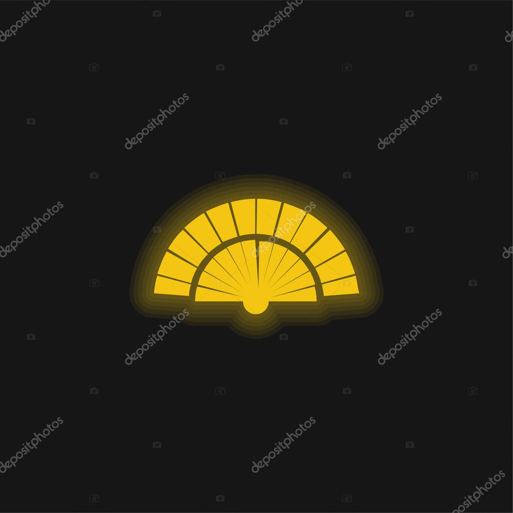 Black Flamenco Fan yellow glowing neon icon
